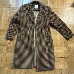 Abercrombie & Fitch Wool-Blend Dad Coat in houndstooth size M